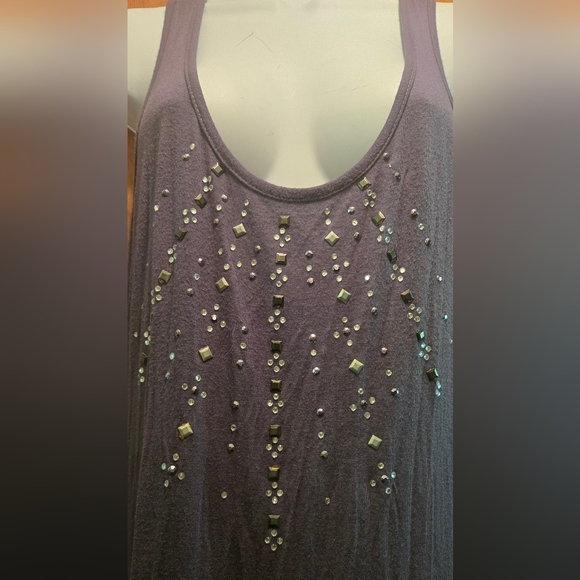 Queen Esther Embellished Dark Gray Tank Top Dress/tunic Bodycon SzM - Picture 4 of 8